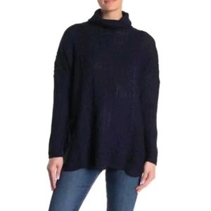 Joseph A. Boxy Turtle Neck Cable Knit Sweater